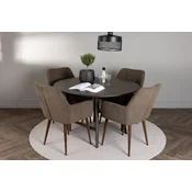 Venture Design Jedilna miza in stol komplet okrogla miza 100x75 cm rjava