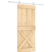 Vidaxl Drsna vrata Naravna in bela 90 x 210 cm Masiven borov les