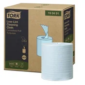 Čistilna krpa, brez vlaken, v roli, 1-slojna, 200 listov, polnilo, sistem W10, TORK, turkizna