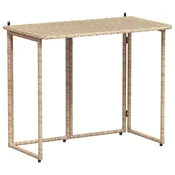 Vidaxl Zložljiva vrtna miza Beige 90x51x75 cm Poly Rattan