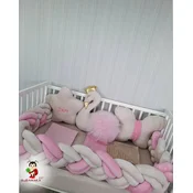 Bubamara037 Pletenica za krevetac, Šestostruka, 120cm, Bež-roze
