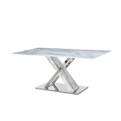 Blagavaonski stol DKD Home Decor Kristal Srebrna Siva Celik Bijela 180 x 90 x 78 cm