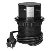 Pohištvena vtičnica ?10cm, izvlečna iz delovne plošče, z induktivnim polnilcem, USB polnilcem i