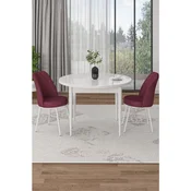 Hanah Home trpezarijski set Tor, sto i 2 stolice, bela ploca, bordo tkanina Babyface