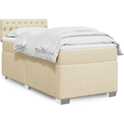 VIDAXL Box spring postelja z vzmetnico krem 80x200 cm blago
