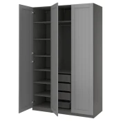 PAX / GULLABERG Kombinacija garderobera, tamnosiva/siva, 150x60x236 cm