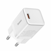 BASEUS 1C GaN3 USB-C 30 W Beli Brzi punjač