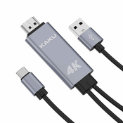 Kaku KSC-557 kabel USB - USB-C/HDMI 4K 1m, siva
