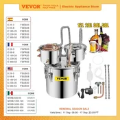 SucceBuy Destilator alkohola iz nerjavecega jekla, kapaciteta od 12L do 50L, sistem hitrega hlajenja, (5000166281)