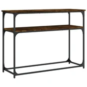 Vidaxl Konzolna mizica dimljen hrast 100x35,5x75 cm inženirski les