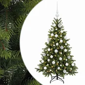 Vidaxl Umetna božična jelka z bučko 120 cm 150 LED Toplo bela