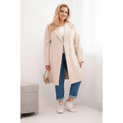 Ženski plašč Kesi Włoski Plus Size z ovratnikom bež barve