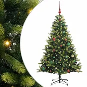 Vidaxl Umjetna zložljiva božićna jelka 150 LED Zelena 150 cm PVC in PE