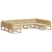 Set vanjskih sofa s jastukom 9 pcs Bijela i bež