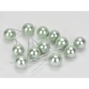 Rayher. Bunkice na žici, pearl zelene, 1,8cm, set 12