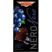Temna čokolada Nero 70 %, borovnica in mandelj s koščki, Novi, 75 g