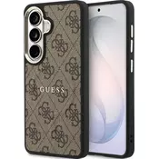 Guess PU usnje 4G zlati okvir magnetni zadnji pokrov za Samsung Galaxy S26+ rjav