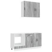vidaXL Set omar s predalom s polico 5 pcs Siva Sonoma Konstruiran les