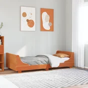 shumee vidaXL Posteljni okvir brez vzmetnice voščeno rjav 90x190 cm borovina