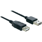 Delock USB 2.0 priključni kabel [1x USB 2.0 - 1x USB 2.0 priključek] 2 m črn pozlačeni konektorji