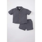 DEFACTO Baby Boy Short Sleeve Shirt Shorts 2 Piece Set