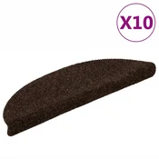 Vidaxl Preproge za stopnice samolepilne 10 kosov 56x17x3 cm rjave polkrožne