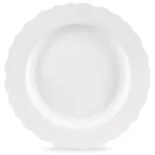 Northix Jedilni krožnik iz belega porcelana z valovitim robom, primeren za pomivalni stroj