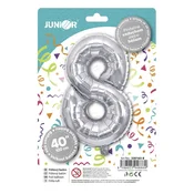 Lufi JUNIOR rođendanski balon, broj 8, 100 cm, srebrni