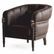 Casa Padrino Luxury Baroque Faux Leather Armchair Dark Brown/Gold - Baroque Style Furniture