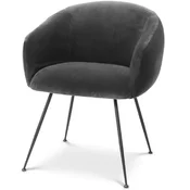 Casa Padrino luxury dining chair with armrests gray/black 61 x 60 x H. 79 cm - Kitchen chair with fine velvet - Dining room furniture - Kitchen furniture - Luxury furniture - Luxury furnishings