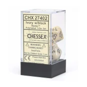 Kockice Chessex - Marble - Polyhedral - Ivory & Black (7)