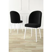 Hanah Home set trpezarijskih stolica Aste 4 kom, crna tkanina Babyface, bele metalne noge