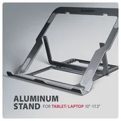 slomart AXAGON STND-LAG stojalo za prenosnik, aluminij, 10-17,3, 8 nastavitev, siva