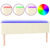 Vidaxl LED posteljno vzglavje krem 180x5x78/88 cm umetno usnje