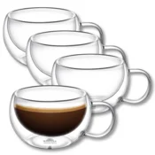 shumee Wilmax | termo kozarci z ročajem | komplet 4 kosov | 250 ml | kozarci za kavo z dvojno steno | komplet kozarcev za latte macchiato | kozarci za kapučino z ročajem | kozarci za čaj