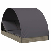 Vidaxl Vrtni ležalnik za 2 osebi s streho 211x112x140cm poli ratan