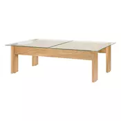 Klubska mizica s stekleno mizno ploščo v naravni barvi 86x132 cm Naiko – noo.ma