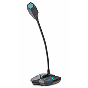 NEDIS namizni igralni mikrofon/ prilagodljiva roka/ gumb za utišanje zvoka/ USB/ 3,5 mm priključek/ občutljivost -30 dB/ črna in modra