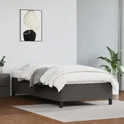 shumee vidaXL Posteljni okvir siv 100x200 cm umetno usnje