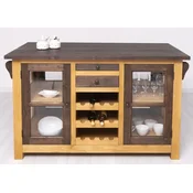 Casa Padrino country style kitchen island brown/natural 150 x 90 x H. 90 cm - Solid wood kitchen cabinet - Country style kitchen furniture - Dining room furniture in country style