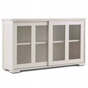 COSTWAY Komoda z drsnimi vrati bela 106,5 x 33 x 62,5 cm, (5000007200)