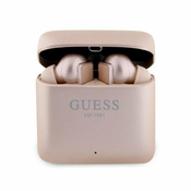 slomart slušalke bluetooth guess gutwssu20alegp tws + priklopna postaja rose gold/rose gold z natisnjenim logotipom