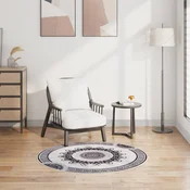 Vidaxl Preproga pralna ?120 cm črna in siva protizdrsna