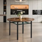 SONNENH Jedilna miza, steklo/kovina/MDF, rjava/črna, 100 x 100 x 76 cm, za jedilnico