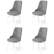 Hanah Home Set 4 trpezarijske stolice Pare Sivo-Beli