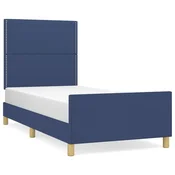 Vidaxl posteljni okvir brez vzmetnice Modra 100x200 cm Tkanina