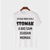 MAFIMI Muška majica Otkud meni ovaj stomak, Bela