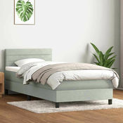 vidaXL vidaXL Box spring postelja z vzmetnico Svetlo siva 80x210 cm žamet, (21792726)