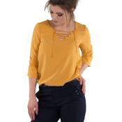 Blouse with lace-up neckline yellow