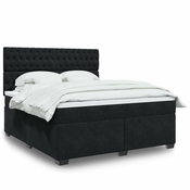 vidaXL Box spring postelja z vzmetnico črna 180x200 cm žamet
